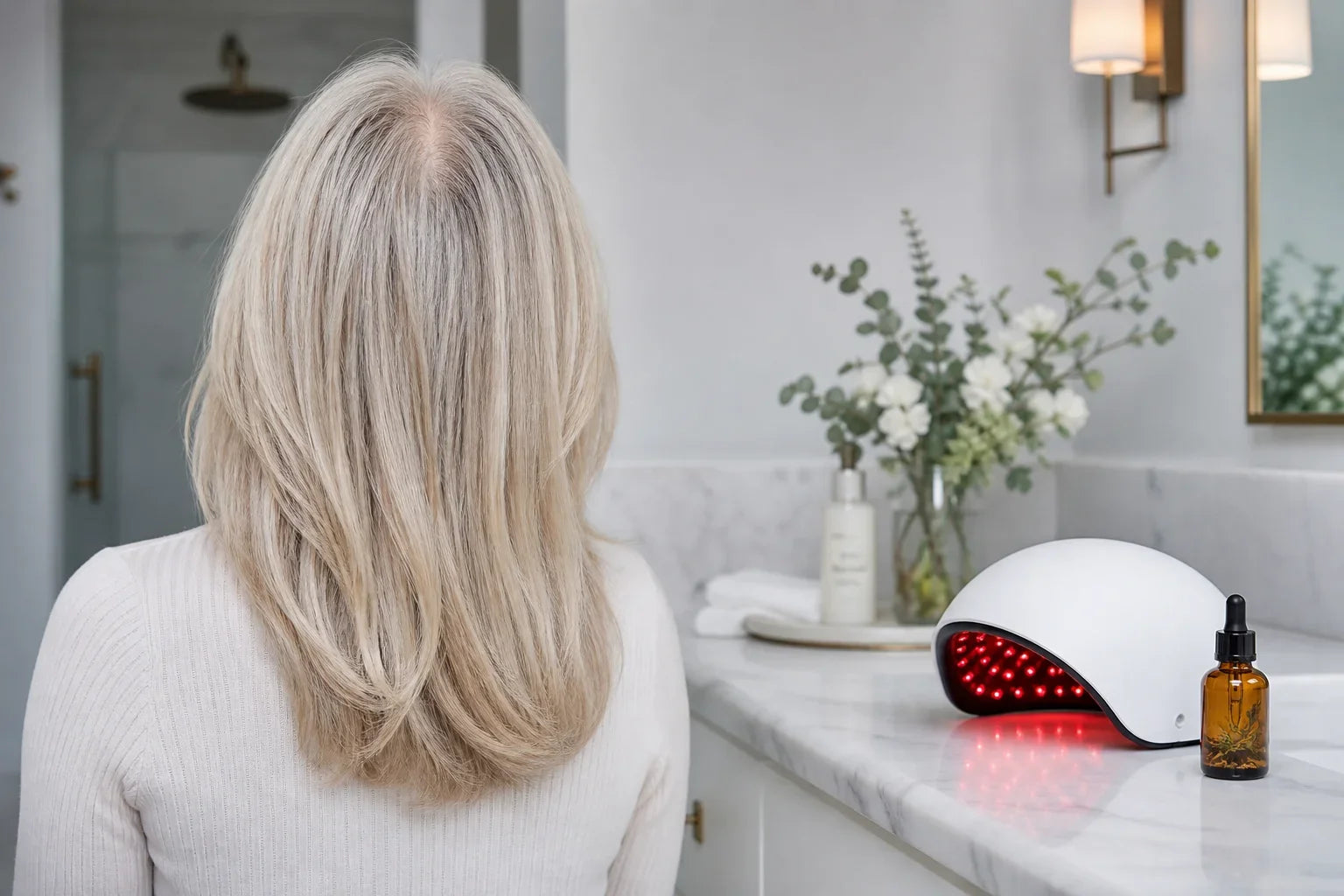 Post-Menopausal Hair Loss: How to Combine Batana Oil and LLLT Caps