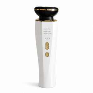 Close-up of warm cleanse vibration beauty device head and control panel