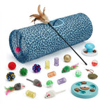 21-piece cat toy set with tunnel and feather wand | PAKCH Pet Supplies