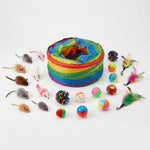 24-pack cat toy variety set with rainbow tunnel | PAKCH Pet Supplies