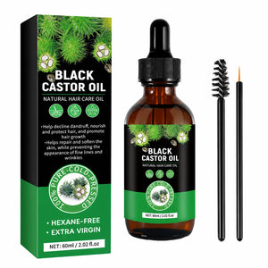 Premium Castor Oil Hair Growth Solution - 60ml - Scalp & Root Treatment with Lash & Brow Applicators