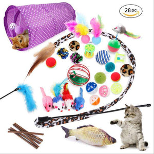 28-in-1 interactive cat feather teaser toy set wand stick fish bell balls mice | PAKCH Pet Supplies
