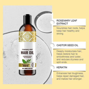 Rosemary & Mint Hair Oil 100ml | Keratin-Enriched Nourishing Growth Serum for Damaged Hair