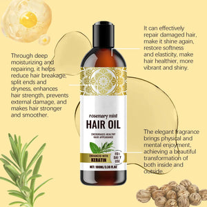 Rosemary & Mint Hair Oil 100ml | Keratin-Enriched Nourishing Growth Serum for Damaged Hair