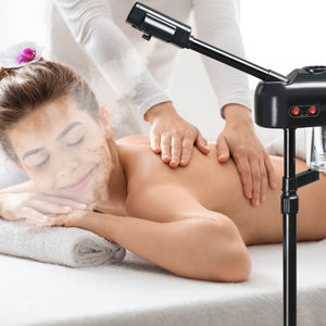 2-in-1 Facial Steamer with Wheels - Ionic Ozone Mist, 3X Magnifying Lamp, Adjustable Arm