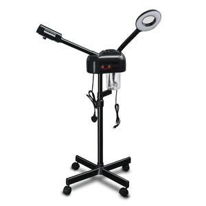 2-in-1 Facial Steamer with Wheels - Ionic Ozone Mist, 3X Magnifying Lamp, Adjustable Arm