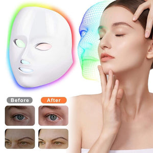 LED Face Mask Light Therapy - 7 Colors Red Light Therapy for Face & Neck, Anti-Aging