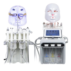7-in-1 Hydrogen Oxygen Hydra Beauty Machine - H2O2 Small Bubble Aqua Peel Facial Care Instrument - Skin Cleaning RF Lifting Cold Hammer Home Salon